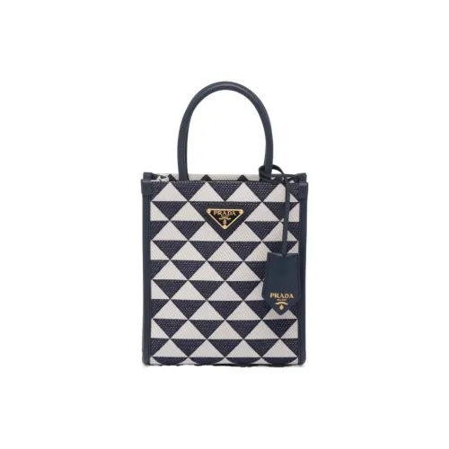 PRADA Symbole Ткань Сумка через плечо Сумка Мини Женская Синяя и Белая