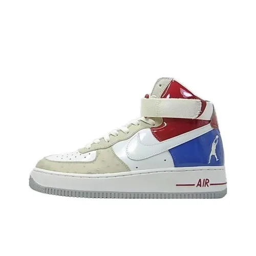 Nike Air Force 1 Slip Resistant Abrasion Resistant High Топ Скейтбординг Кроссовки Унисекс Белый Бежевый Синий