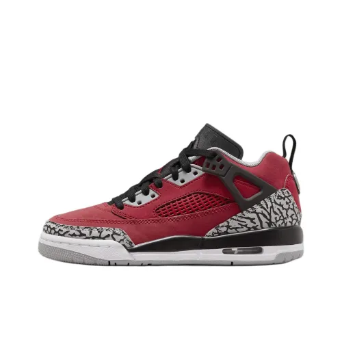 Джордан Spizike Нижняя юбка Резистентные амортизаторы Низкий топ Детские баскетбольные кроссовки Красно-серый