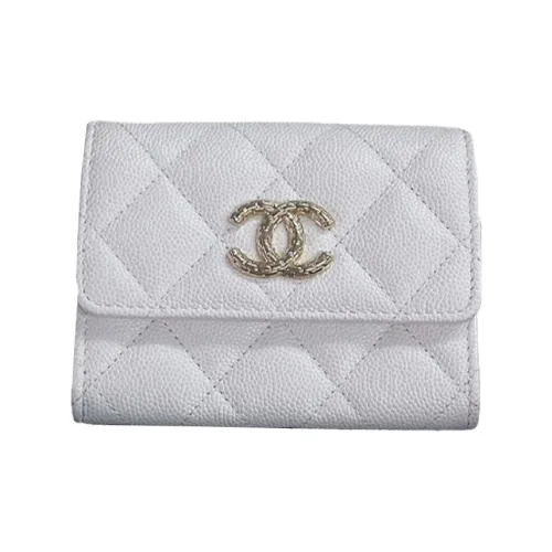 CHANEL Личи кожа икорная коровья кожа держатель для карт женский белый