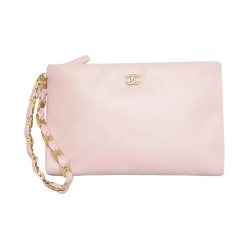CHANEL Lambskin Clutch Women's Light Pink
