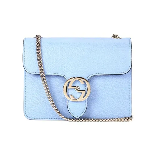 GUCCI Зернистая текстура кожа кожа Litchi курьерская сумка аккордеонная сумка сумка через плечо женская синий