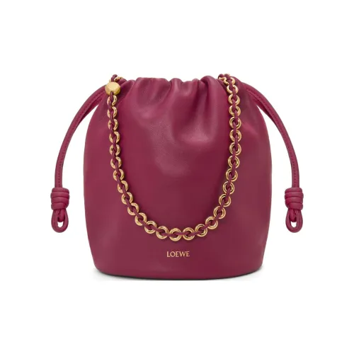 LOEWE Flamenco Мягкая Наппа Овечья Кожа Ведрообразная Сумка Сумка через плечо Сумка через плечо Женская Темно-Красная
