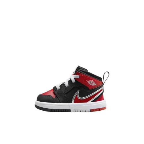 Jordan Air Jordan 1 Устойчивая к истиранию MID Топ Обувь для малышей Черный Красный Infant и Toddler