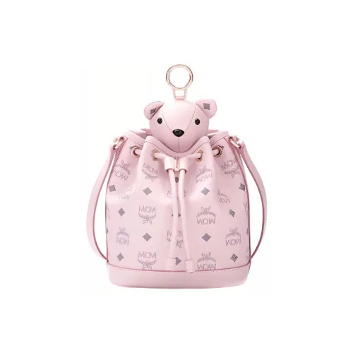 MCM Visetos Кожа Ведрообразная Сумка Плечевая Сумка Стандартная Женская Розовая