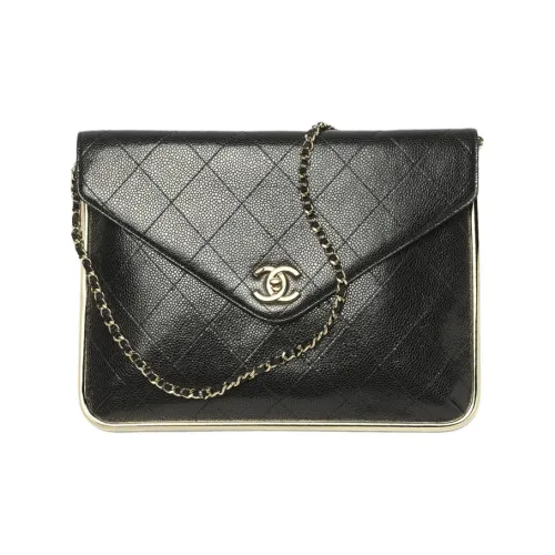 CHANEL Телячья кожа с рельефным узором клатч женский черный