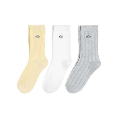 LACOSTE 3 шт Серый+Белый+Желтый Женские MID Носки до икры