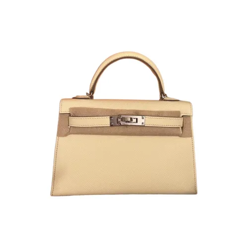 HERMES Mini Kelly 2nd Generation Эпсомская кожа Kelly Сумка Мини Женские Milton Желтый