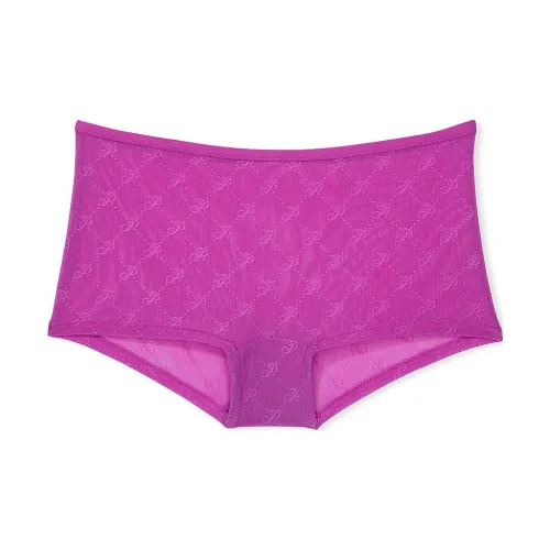 Victoria's Secret Розовый логотип Сетка Boyshort Panty Ягода Bliss Нижнее белье Женские 1 упаковка Фуксия