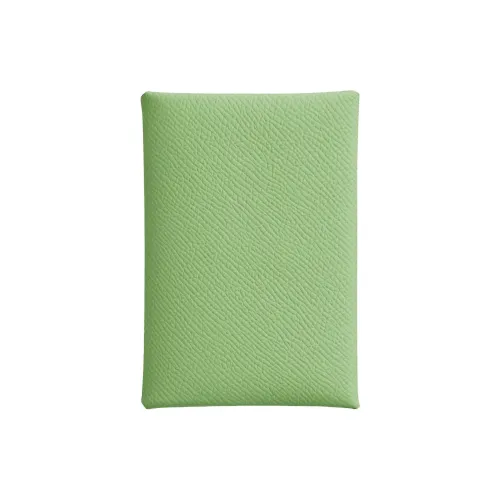 HERMES Calvi Duo Epsom Телячья кожа Держатель для карт Мини Женский 3i VertCriquet Авокадо-зеленый