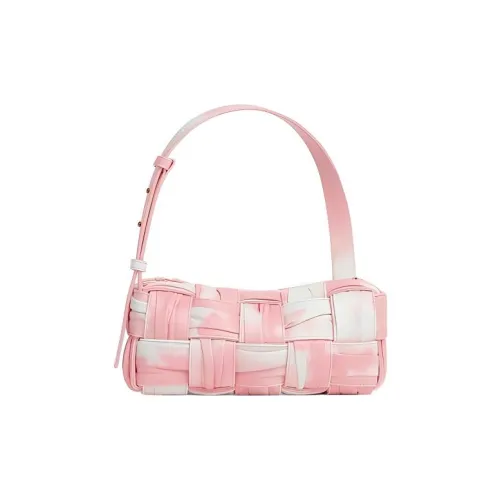 Bottega Veneta Cassette Плиссированная овчина сумка через плечо маленькая женская ледяной шелк лента розовый