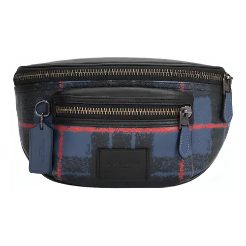 COACH Westway Холст и Кожа Сумка через плечо Слинг-сумка Сумка на пояс Средний Мужской Темно-синий и Красный