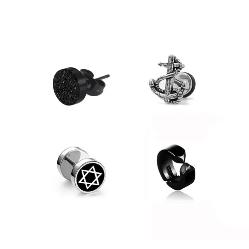 VERENA REINE Титановые стальные серьги-гвоздики для мужчин