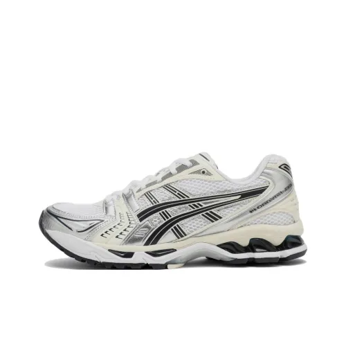 Asics Gel Kayano 14 Low Топ Повседневные Беговые Кроссовки Женские Белые Черные Серебряные