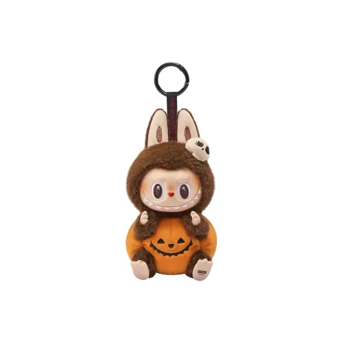 POP MART LABUBU Happy Halloween Party Виниловая Плюшевая Подвеска Сидящая Тыква Коллекционная Фигурка 15см