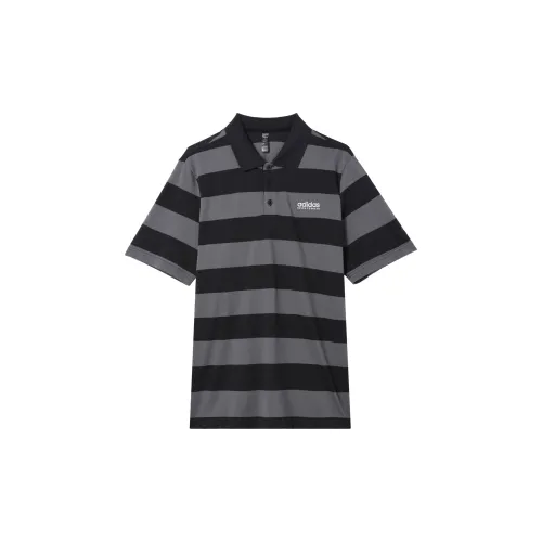 Adidas Поло Мужское Черное Темно-Серое