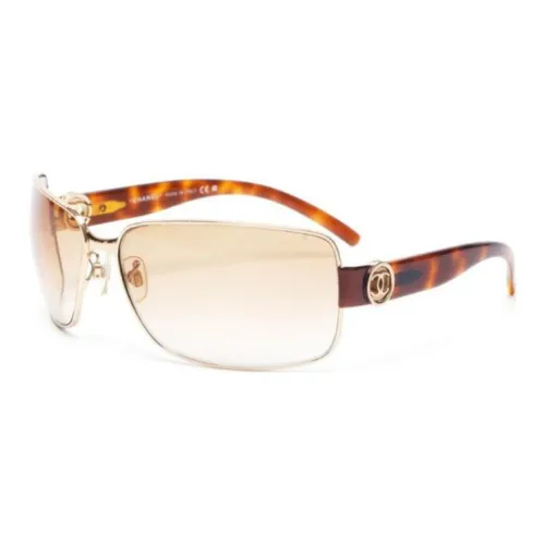 CHANEL Пластик Металл Прямоугольный Солнцезащитные очки Женские Черепаховый