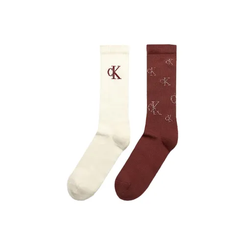Calvin Klein 2 пачки Красный + Молочный Белый Мужские носки MID до икры