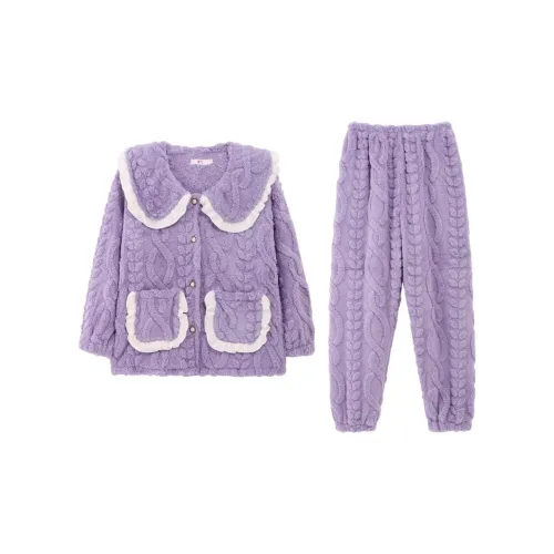 Qiao Ni Tong Пижамный комплект женский фиолетовый синий