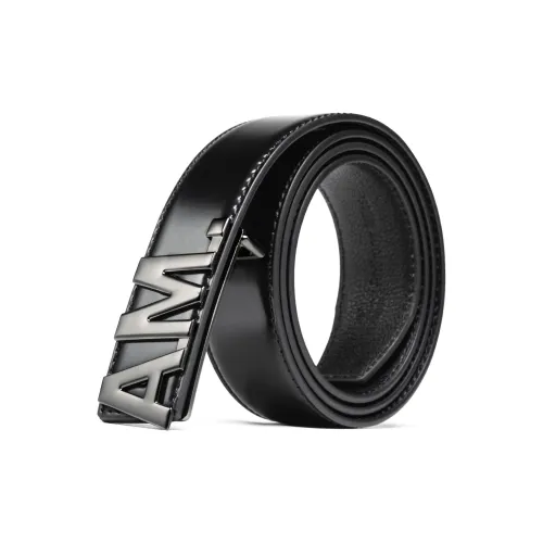 Anthony Miles Ремни из крупнозернистой текстуры коровьей кожи мужской черный ширина 3,4 см