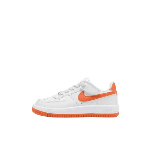 Nike Air FORCE 1 Устойчивый к истиранию Низкий Топ Детский Скейтбординг Белый Оранжевый Детский