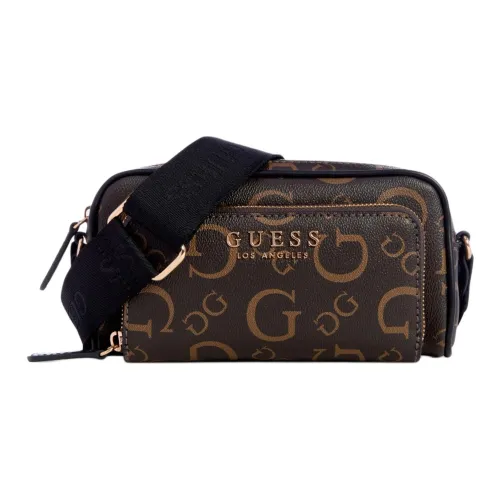 GUESS Покрытый холст Сумка через плечо Мини Женская Коричневая