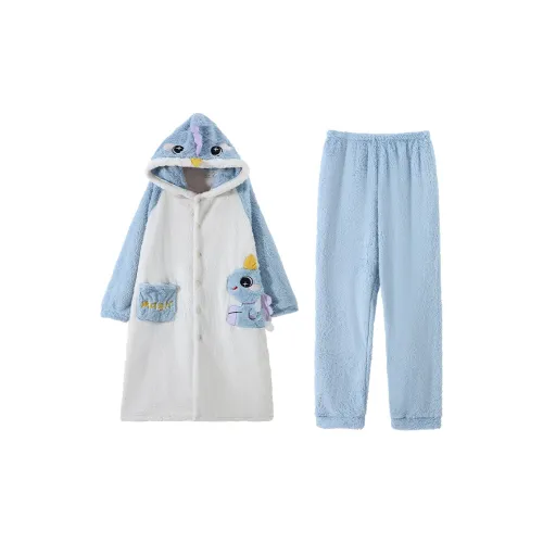 Qiao Ni Tong Пижамный комплект женский синий и белый