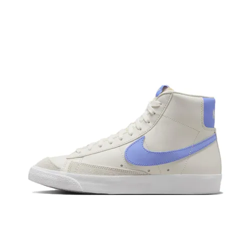 nike Blazer Mid Slip Resistant Abrasion Resistant MID Топ Скейтборд Кроссовки Женские Бежево-синие