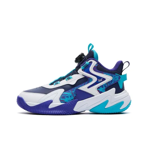 361°KIDS Hummer 2,0 Slip Устойчивый к истиранию MID Топ Детские Баскетбольные кроссовки Синий Белый Фиолетовый Подростки