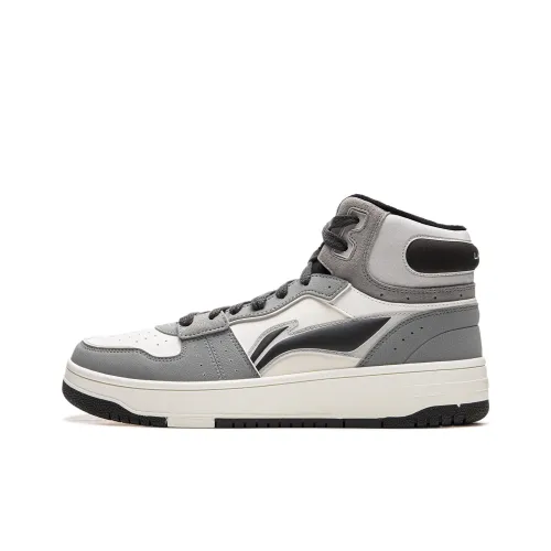 LINING Tianji SOFT HI Нескользящий Легкий MID Топ Скейтборд Кроссовки Унисекс Белый Серый