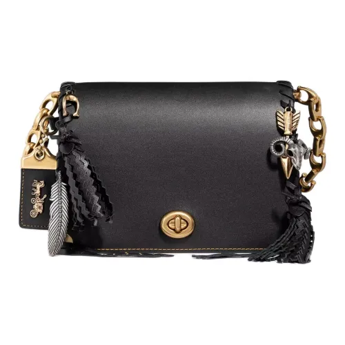 COACH Dinky Коровья кожа Сумка через плечо Женская Черная