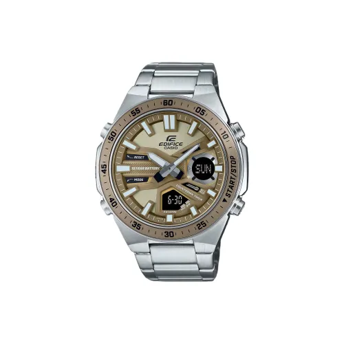 CASIO Liquid Crystal Analog Dual Display Series Кварцевый механизм Нержавеющая сталь Ремешок Часы Унисекс Циферблат часов Кофейный