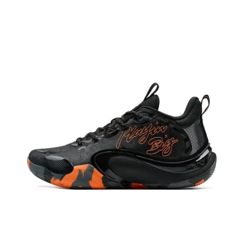 XTEP Slip-resistant Abrasion-resistant Low-top Basketball Shoes Men's Black Orange XTEP Противоскользящие Износостойкие Низкие Кеды для баскетбола Мужские Черный Оранжевый