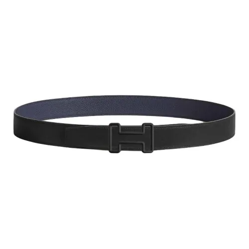 HERMES Нержавеющая сталь Кожаные ремни Мужской Черный Ширина 3,2CM