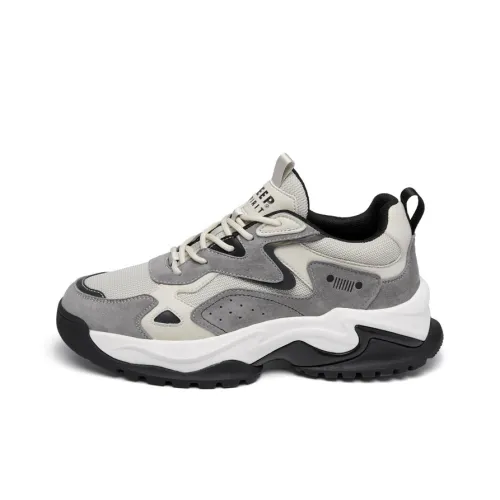 JEEP SPIRIT Износостойкий Дышащий Ударопрочный Увеличивающий высоту Низкий Топ Уличная Обувь Мужская Серый