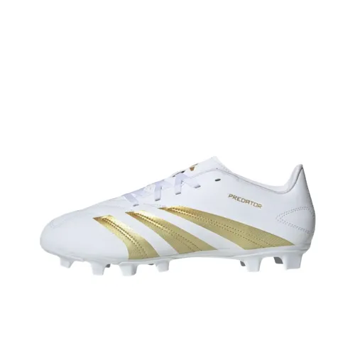 Adidas Predator CLUB FG Твердое покрытие Мягкая трава Противоскользящие Устойчивые к истиранию Футбольные бутсы Унисекс Белый золото