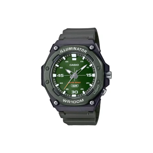 CASIO Standard Series Кварцевый механизм Смольный ремешок Часы унисекс Зеленый циферблат