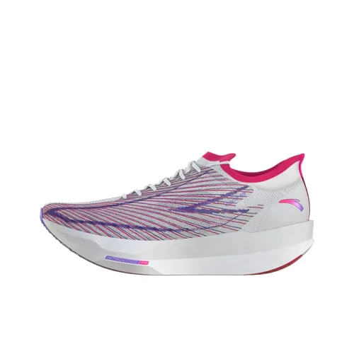 ANTA C202 G9 Амортизация Поддержка Низкий Топ Беговые кроссовки Мужские Белый Фуксия Красный