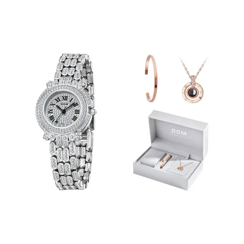 DOM Кварцевый механизм металлический ремешок женские часы серебристый циферблат