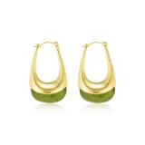 Серьги U-образной формы из смолы, зеленого цвета