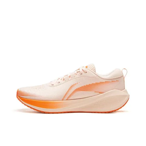 LiNing Slip-resistant Abrasion-resistant Low Top Casual Running Shoes Women's Beige Orange LiNing Противоскользящие Износостойкие Низкие Топ Повседневные Беговые Кроссовки Женские Бежево-Оранжевые