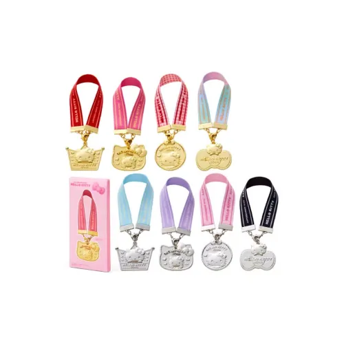 Санрио Hello Kitty 50th Anniversary Памятная медаль Слепые коробки Один Mystery Коробка Целая коробка 8 шт