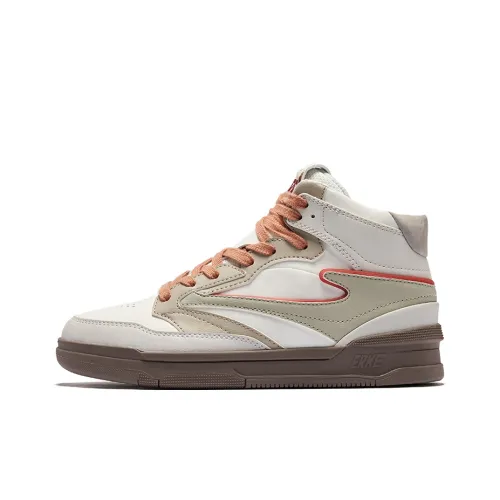 Erke Flying Цветочный дизайн*2 Противоскользящие Устойчивые к истиранию Высокие Кроссовки для скейтбординга Женские Микрокристаллический белый Светло-льняной