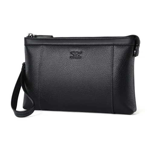 SEPTWOLVES Клатч из коровьей кожи конверт сумка мужская черная