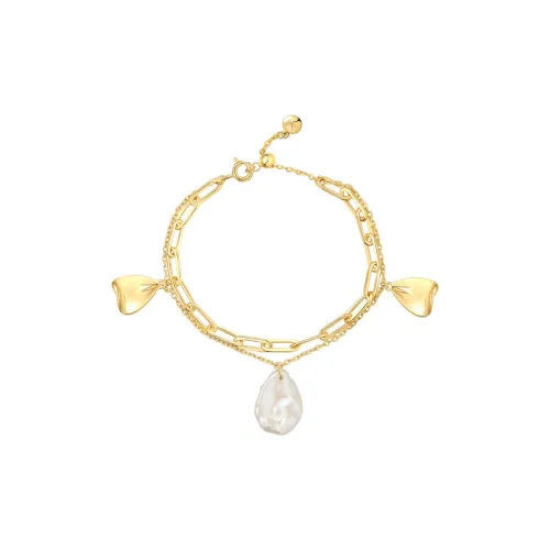 BABYBEI Браслеты из стерлингового серебра 925 пробы с покрытием из 18К золота Baroque Pearl Женские