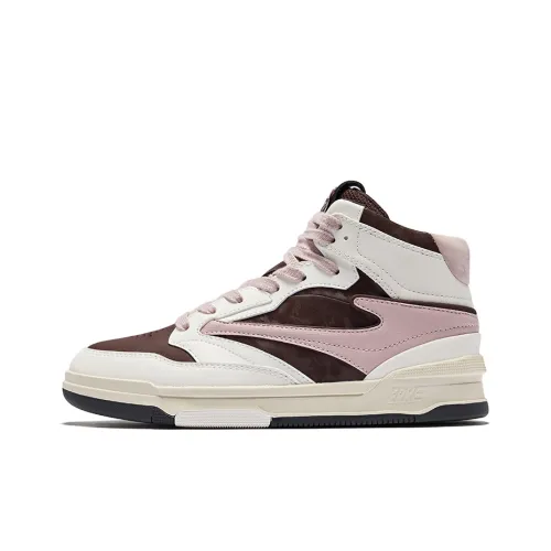 Erke Flying Цветочный дизайн*2 Противоскользящие Устойчивые к истиранию Высокие Кроссовки для скейтбординга Женские Кофе Микрокристаллический Белый