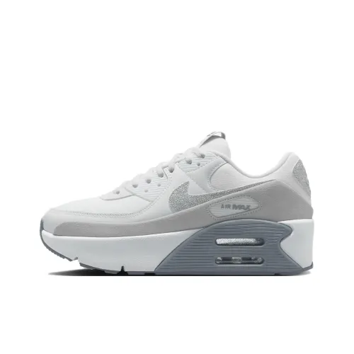 Nike Air Max 90 Устойчивый к истиранию Низкий Топ Casual Женский Белый Серый