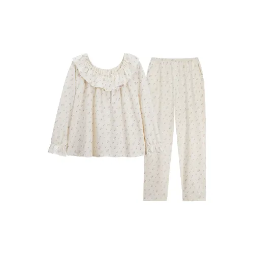 Sha Qian Пижамный комплект женский цвет слоновая кость