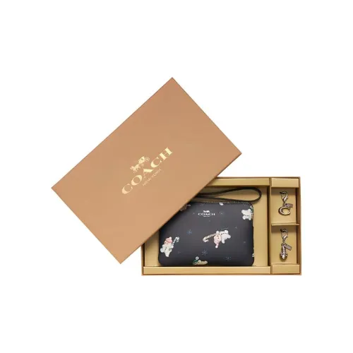 COACH Boxed Кожа Запястье Сумка Женская Черная