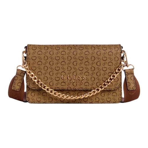 GUESS Сумка через плечо из холста с искусственной кожей женская светло-коричневая